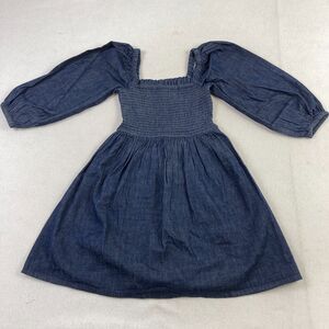 J.Crew Chambray Denim Smocked Puff-Sleeve Dress Women's XXS Blue Midi Casual NWT